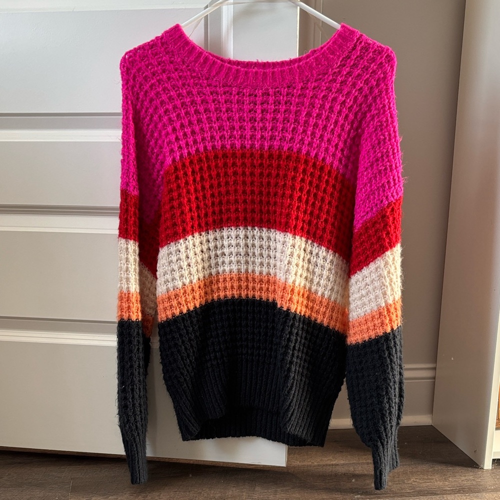 Universal Thread Pink and Red Striped Sweater
